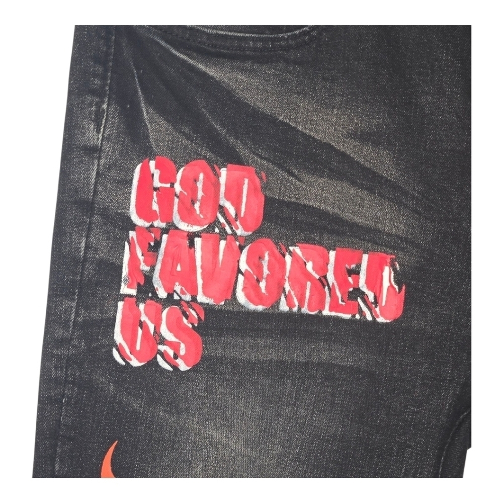 GFTD Mens Black Colorful Graffiti Painted Distressed Landon Denim Jeans 36 - Picture 4 of 16